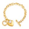 Gold Heart Charm Chain Bracelet with Toggle Clasp – Elegant Finish