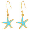 Gold hook earrings with turquoise enamel starfish charms