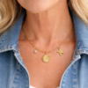 Gold Paperclip Charm Necklace with Shell & Starfish,  Coastal Chic
