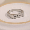 hope silver signet ring stainless steel size 8 eu 57
