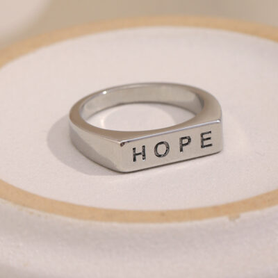 hope silver signet ring stainless steel size 8 eu 57