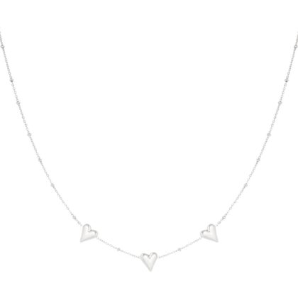 Short silver stainless steel necklace 38 + 5 cm on white background minimalist jewelry
