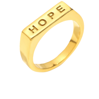 Ontwerp zonder titel hope gold signet ring in 18k gold stainless steel