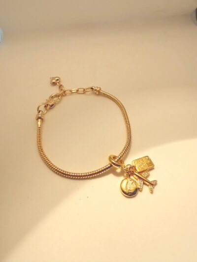 Gold Plated Charm Snake Chain Bracelet | Wild Lola Jewellery