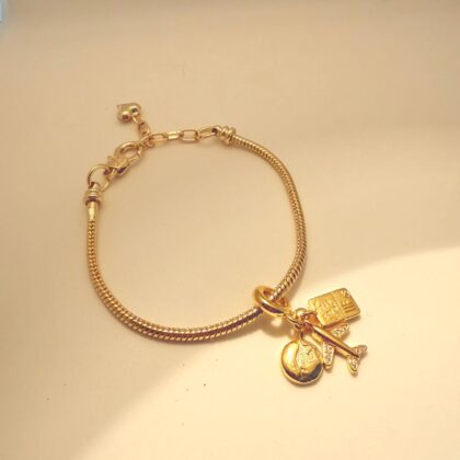 Gold Plated Charm Snake Chain Bracelet | Wild Lola Jewellery