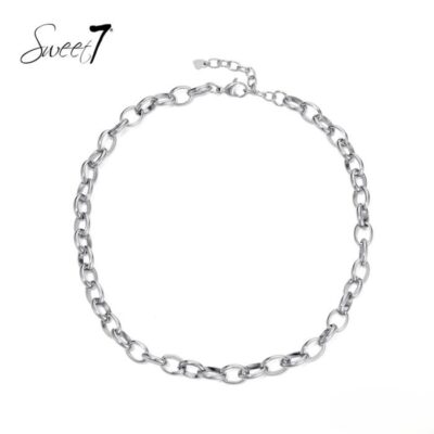silver stainless steel chain necklace with adjustable extension clasp