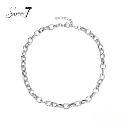 silver stainless steel chain necklace with adjustable extension clasp