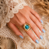 ChatGPT Image 14 jun 2026, 14_42_52 18K Gold Plated Geometric Statement Ring, Waterproof Non-Tarnish Stainless Steel with Blue Glass Inlay (US Size 7 / EU 54)