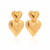 Double Love gold heart earrings in 18K gold plated stainless steel with double heart design