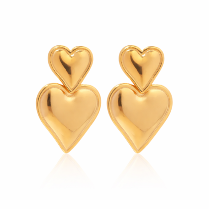Double Love gold heart earrings Double Love gold heart earrings in 18K gold plated stainless steel with double heart design