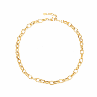 Sweet7 Gold Chain Necklace – Minimal Stainless Steel Everyday Chain (42–45 cm) gold stainless steel chain necklace short length 42-45 cm minimal women jewelry Sweet7