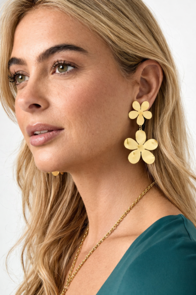 Golden Bloom Statement Earrings  Stainless Steel