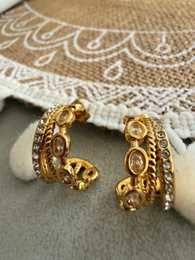 Golden Spark Mini Hoops  Stainless Steel