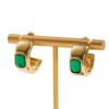 gold plated stainless steel hoop earrings with green emerald like stone