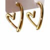 Chunky gold heart earrings with open design, stainless steel, 2.3 cm width