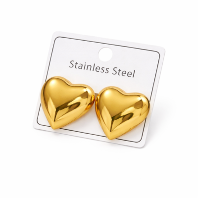Bold Heart Gold Earrings