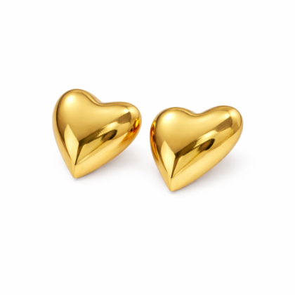 Bold Heart Gold Earrings