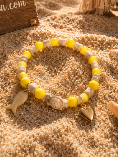 Wild Lola Sunshine Turtle Bracelet with golden heart