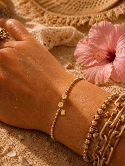 Sweet7 Daisy Heart Bracelet Gold Sweet7 Daisy Heart Bracelet Gold