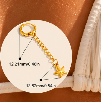 Ibiza Starfish Bikini Charm – Gold Stainless Steel Ibiza, Ibiza style, bikini charm, bikini accessory, starfish charm, starfish jewellery, beach jewellery, boho jewellery, summer jewellery, stainless steel jewellery, waterproof jewellery, gold jewellery, bikini pendant, holiday accessories, beach accessories, resort wear, swimwear accessories, boho chic, beach vibes, summer fashion