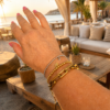Sweet7 Elastic Beaded Bracelet with Shell Charm – Silver Stainless Steel 17.5 cm