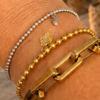 Sweet7 Elastic Beaded Bracelet with Shell Charm – Silver Stainless Steel 17.5 cm