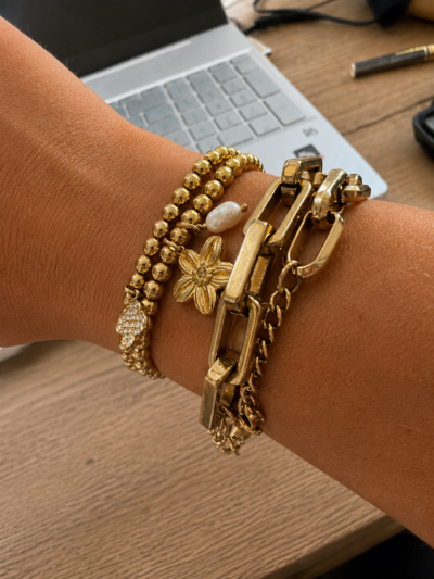 Pearl Bloom Bracelet β Gold Stainless Steel Pearl Bloom Bracelet β Gold Stainless Steel